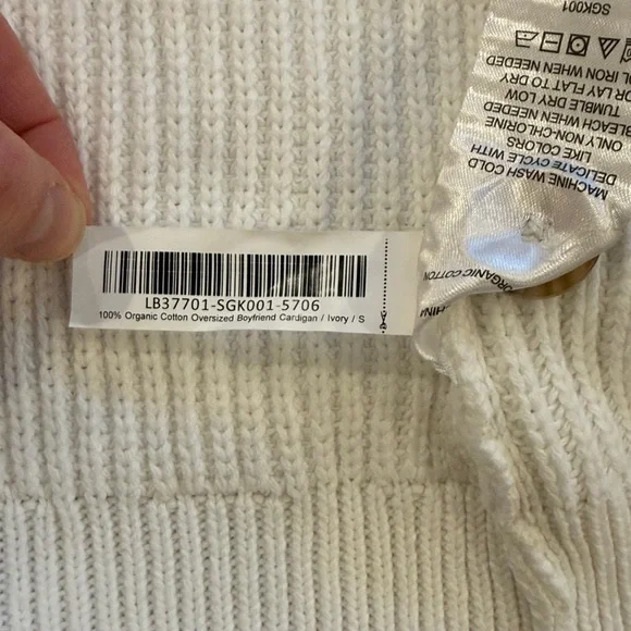 EUC Quince organic cotton oversized boyfriend cardigan ivory S - Picture 5 of 7